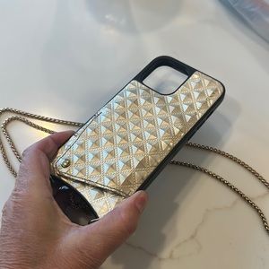 Cream Patent bandolier with gold strap 12 Pro Max